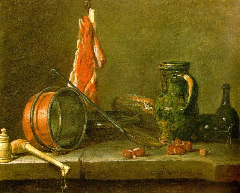 jean-Baptiste-Simeon Chardin A  Lean Diet with Cooking Utensils France oil painting art